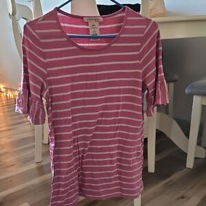 Philosophy Pink and White Striped Top